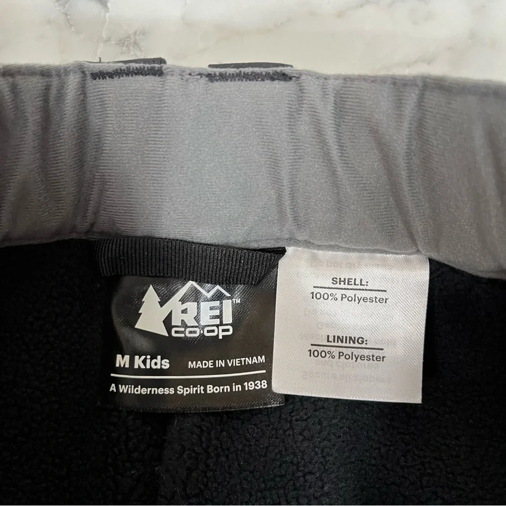 REI CO-OP Growth Spurt Fleece Lined Snowboard Ski Snow Pants Black Kids Medium